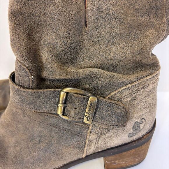 Felmini Brown Suede Mid Calf Heeled Pull On Boots Size 41 - Picture 5 of 9